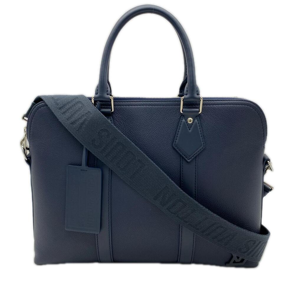 LOUIS VUITTON LV Aerogram Takeoff Briefcase M21440 Handbag Navy Grained Calf ...